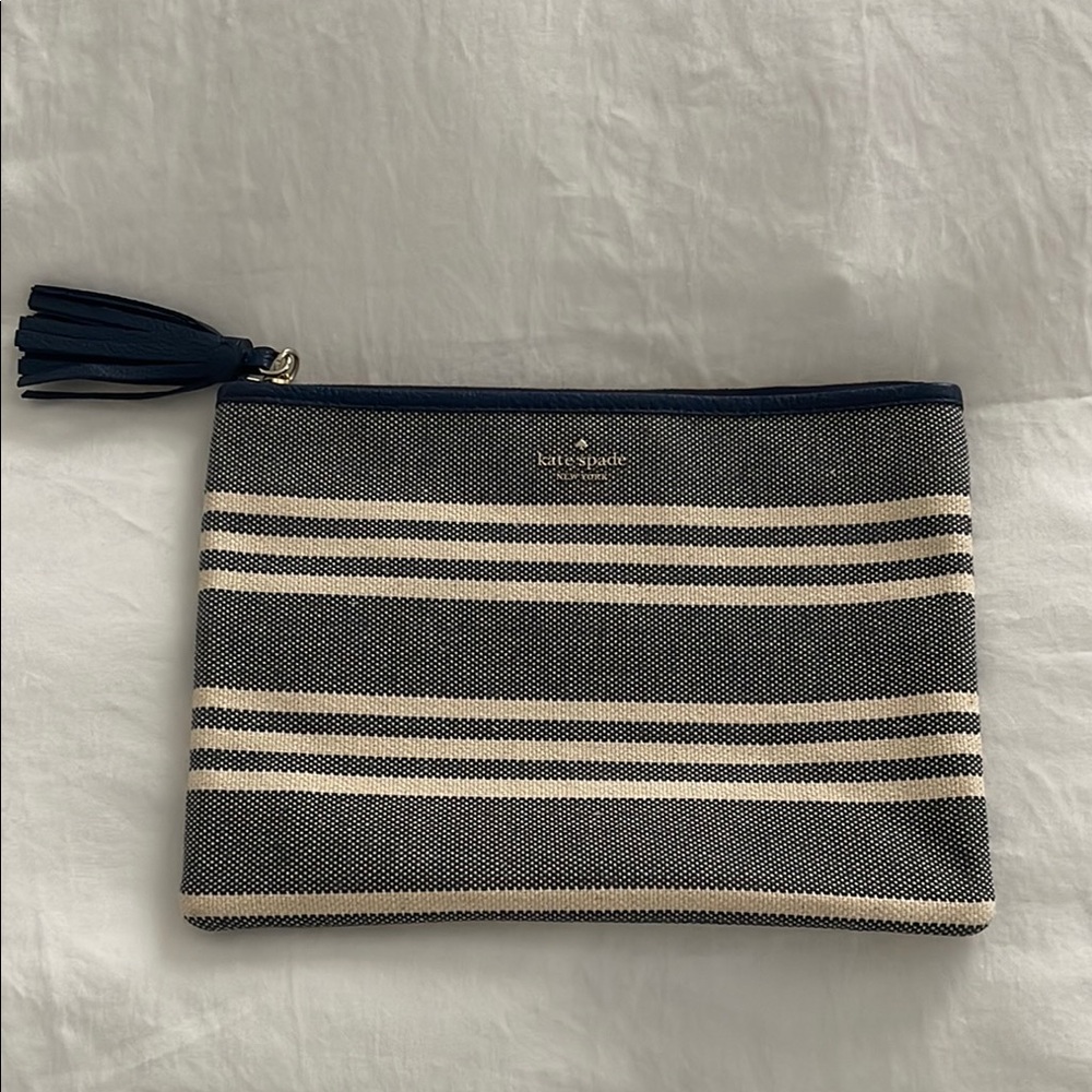 Kate Spade Navy and Cream Striped Pouch